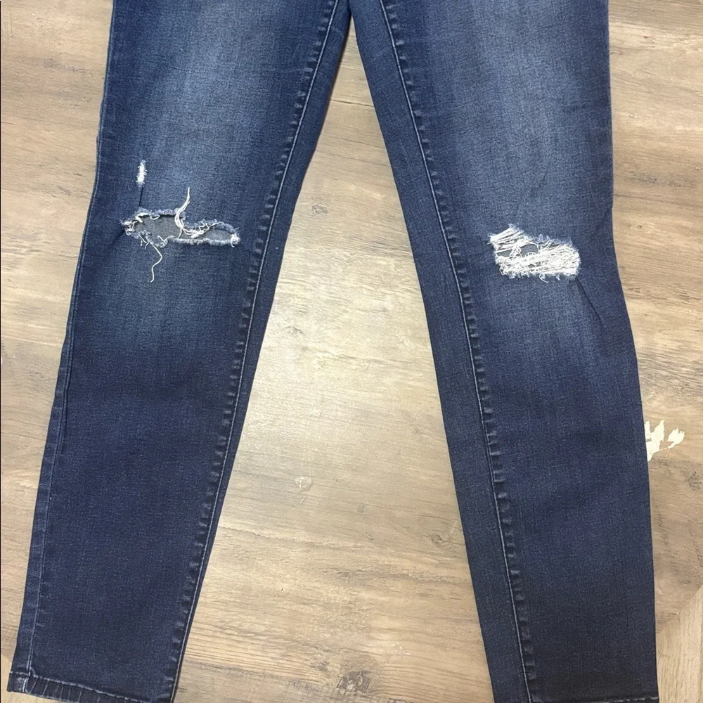 Bebe Women's Distressed Dark Blue Skinny Jeans